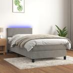 vidaXL Boxspring met matras en LED fluweel lichtgrijs 90x200, 90 cm, Eenpersoons, Verzenden, Nieuw
