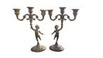Kandelaber (2) - Gepatineerd brons - Set Putti Alati Rococò, Antiek en Kunst