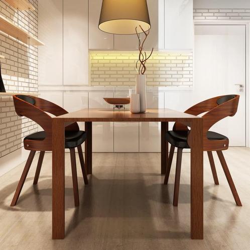 vidaXL Eetkamerstoelen 2 st kunstleer bruin, Huis en Inrichting, Stoelen, Bruin, Nieuw, Verzenden