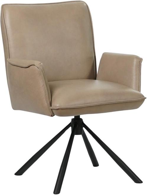 Taupe leren industriële draaibare eetkamerstoel - Granada le, Huis en Inrichting, Stoelen, Eén, Overige kleuren, Nieuw, Leer, Ophalen of Verzenden