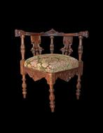 Fauteuil - Hout, Textiel - Antico Trono 19e eeuw, Antiek en Kunst