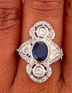 Ring Platina Saffier - Diamant, Sieraden, Tassen en Uiterlijk, Ringen, Nieuw