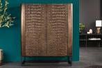 Handgemaakt Highboard CROCO 120cm Bruin Mango Hout Massief, Ophalen of Verzenden, Nieuw