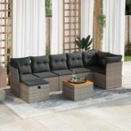 vidaXL 8-delige Loungeset met kussens poly rattan grijs, Verzenden, Nieuw, Rotan, Loungeset