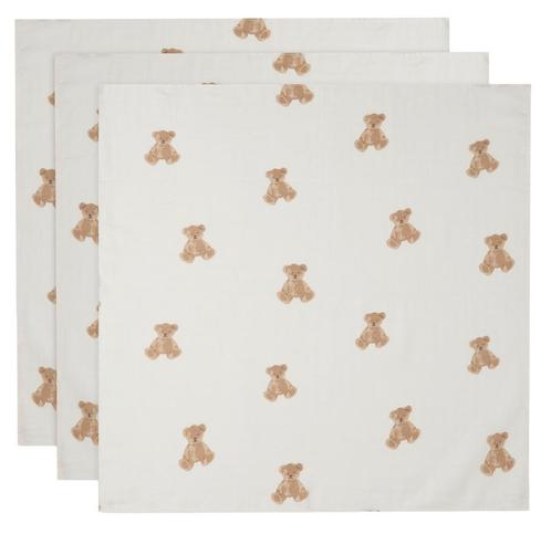 Jollein Teddy Bear 70 x 70 cm Hydrofiel Multidoek 3 stuks, Kinderen en Baby's, Badjes en Verzorging, Nieuw, Verzenden