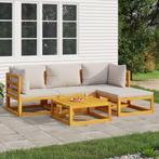 vidaXL 5-delige Loungeset met lichtgrijze kussens massief, Verzenden, Nieuw, Hardhout, Loungeset
