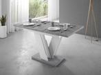 Eettafel | Wit/Beton | Eetkamertafel uitschuifbaar 120/160cm, Verzenden, Nieuw, 50 tot 100 cm, Vijf personen of meer