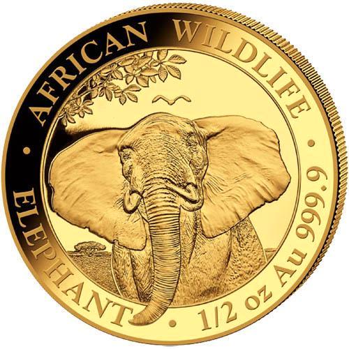 Gouden Somalische Olifant 1/2 oz 2021, Postzegels en Munten, Munten | Afrika, Losse munt, Goud, Overige landen, Verzenden
