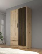 Kledingkast Eiken Zwart 105x51x200 Garderobekast, Huis en Inrichting, Kasten | Vitrinekasten, 100 tot 150 cm, Nieuw, Modern, 50 tot 75 cm
