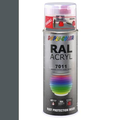 Dupli-Color Ral Acryl Ral 7011 Staalgrijs Hoogglans 400 ml, Doe-het-zelf en Verbouw, Verf, Beits en Lak, Nieuw, Ophalen of Verzenden
