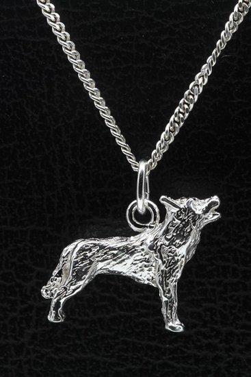 Zilveren Wolf ketting hanger - groot, Sieraden, Tassen en Uiterlijk, Kettinghangers, Verzenden