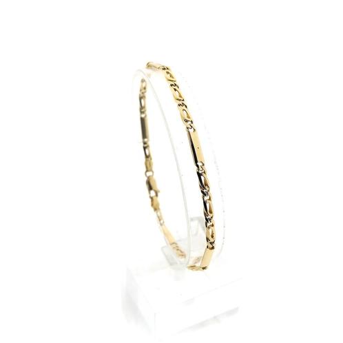Gouden gesloten Figaro schakel armband | 21 cm (unisex), Sieraden, Tassen en Uiterlijk, Armbanden, Overige kleuren, Gebruikt, Goud