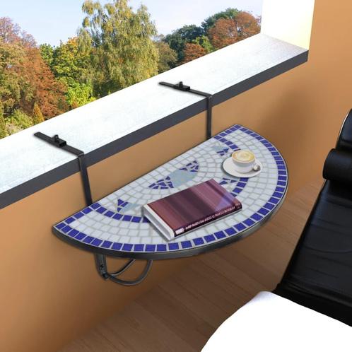 vidaXL Balkontafel hangend mozaïek blauw en wit, Tuin en Terras, Tuintafels, Nieuw, Verzenden