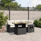 vidaXL 5-delige Loungeset met kussens poly rattan zwart, Tuin en Terras, Verzenden, Nieuw, Rotan, Loungeset