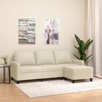 vidaXL Driezitsbank met voetenbank 180 cm kunstleer crème, Huis en Inrichting, Verzenden, 150 tot 200 cm, Leer, Driepersoons