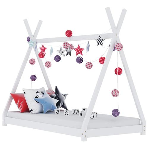 vidaXL Kinderbedframe massief grenenhout wit 80x160 cm, Kinderen en Baby's, Kinderkamer | Bedden, Nieuw, Verzenden