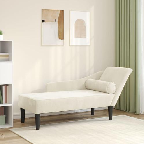 vidaXL Chaise longue met kussens fluweel crèmekleurig, Huis en Inrichting, Banken | Sofa's en Chaises Longues, Nieuw, Verzenden