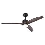 Plafondventilator zwart met hout print 132cm incl. LED, Huis en Inrichting, Nieuw, Kunststof, Modern