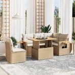 vidaXL 6-delige Loungeset met kussens poly rattan beige, Tuin en Terras, Tuinsets en Loungesets, Verzenden, Nieuw, Rotan, Loungeset