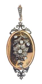 Hanger - 18 karaat Roségoud, Zilver - 0.65ct. tw. Diamant, Sieraden, Tassen en Uiterlijk, Antieke sieraden
