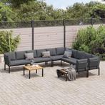 vidaXL 7-delige Loungeset met kussens aluminium zwart, Verzenden, Nieuw, Aluminium, Loungeset