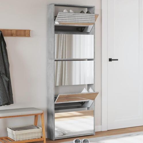 vidaXL Schoenenkast met spiegel 5-laags 63x17x169,5 cm, Huis en Inrichting, Kasten | Schoenenrekken, Nieuw, Verzenden