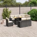 vidaXL 9-delige Loungeset met kussens poly rattan zwart, Tuin en Terras, Tuinsets en Loungesets, Verzenden, Nieuw, Rotan, Loungeset