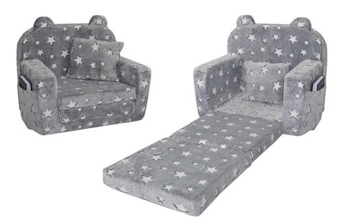 Kinderfauteuil - POLAR - 51x40x41 cm - sterren - grijs, Kinderen en Baby's, Kinderkamer | Tafels en Stoelen, Nieuw, Ophalen of Verzenden
