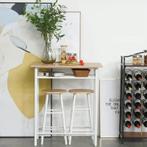 Bartafel En Stoelenset Natuur Wit 3-delig 80 Cm X 50 Cm X 90, Huis en Inrichting, Tafels | Statafels, Nieuw, Verzenden