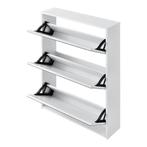 Schoenenkast Lund met spiegels 3 vouwdeuren 102,5x63x17 wit, Huis en Inrichting, Kasten | Schoenenkasten, Verzenden, Nieuw