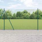 vidaXL Gelaste Draadhek met 7 Flenspalen Groen 1,6x10 m, Verzenden, Nieuw, IJzer