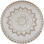 vidaXL Tapijt met print rond 150 cm gevlochten jute, Huis en Inrichting, Stoffering | Tapijten en Kleden, Verzenden, Nieuw, Beige