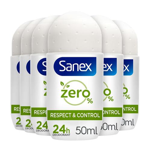 6x Sanex Deodorant Roller Zero% Normal Skin 50 ml, Diversen, Verpleegmiddelen, Nieuw, Verzenden