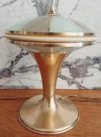 Tafellamp - Messing - Abat jour Mid Century, Antiek en Kunst