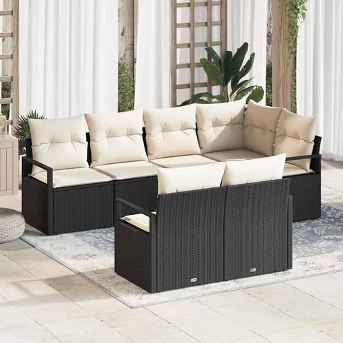 vidaXL Tuin Sofa Set met kussen met opslag 7 pcs Zwart,, Tuin en Terras, Tuinsets en Loungesets, Nieuw, Rotan, Verzenden