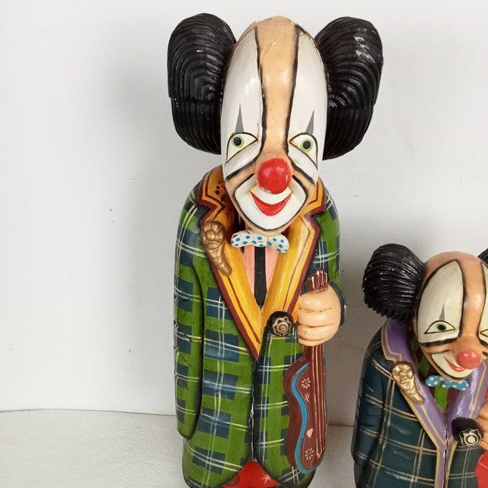 Jun Asilo-style - Beeld, Twee clowns, muzikanten - 60 cm -, Antiek en Kunst, Curiosa en Brocante