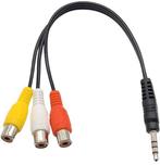 Jack 3.5 mm naar 3x Tulp AV-Adapterk Kabel, Verzenden, Zo goed als nieuw