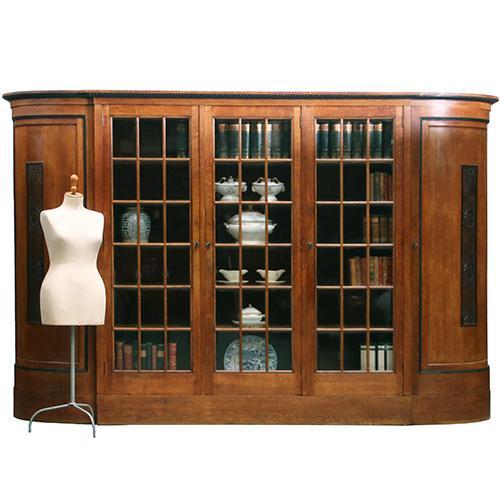 Zeer brede Art Deco 5-deurs  kantoorkast met drie vitrines e, Antiek en Kunst, Antiek | Meubels | Kasten, Ophalen of Verzenden