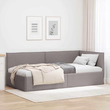 vidaXL Hoekbedframe met hoofdeinde Taupe 100 x 200 cm Stof beschikbaar voor biedingen