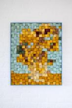 Q - Wood Art - Zonnebloemen - 76x63cm, Antiek en Kunst