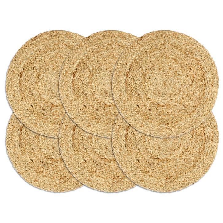 vidaXL Placemats 6 st rond 38 cm jute natuurlijk, Huis en Inrichting, Keuken | Textiel, Bruin, Nieuw, Verzenden