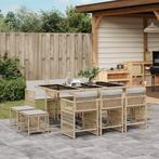 vidaXL 11-delige Tuinset met kussens poly rattan beige, Meer dan 8 zitplaatsen, Nieuw, Tuinset, Verzenden