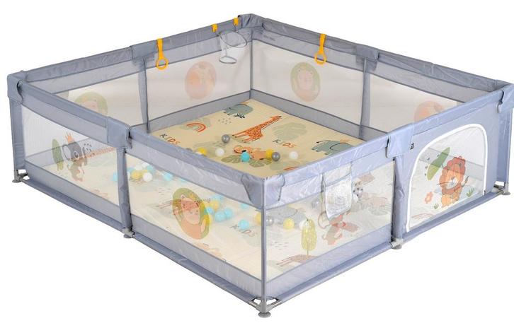 Moni GameZone Grey 200 x 180 cm Speelkleed / Box / Ballenbak, Kinderen en Baby's, Speelgoed | Babyspeelgoed, Nieuw, Verzenden