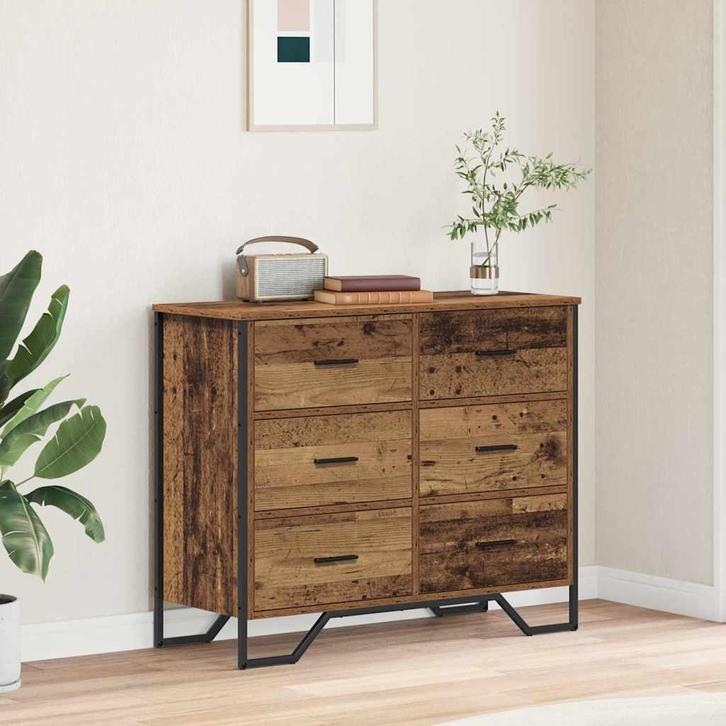 vidaXL Ladekast met lade Oud Hout 91 x 35.5 x 74.5 cm, Kinderen en Baby's, Kinderkamer | Commodes en Kasten, Nieuw, Verzenden