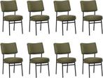 Set van 8 Olijfgroene leren moderne retro eetkamerstoelen -, Huis en Inrichting, Stoelen, Nieuw, Vijf, Zes of meer stoelen, Leer
