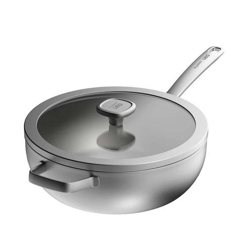 BergHOFF Leo Wokpan Graphite 28 cm - Gerecycled RVS + Deksel, Huis en Inrichting, Keuken | Potten en Pannen, Verzenden