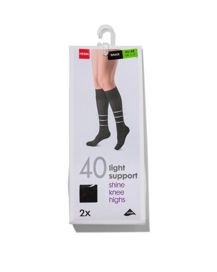 HEMA 2-pak kniekousen licht ondersteunend 40 denier zwart, Kleding | Dames, Leggings, Maillots en Panty's, Nieuw, Verzenden