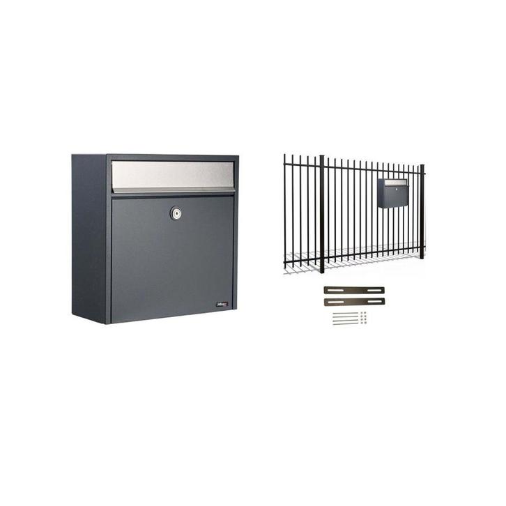 Hekbrievenbus Allux 2500 - antraciet met RVS klep, Tuin en Terras, Brievenbussen, Nieuw, Verzenden