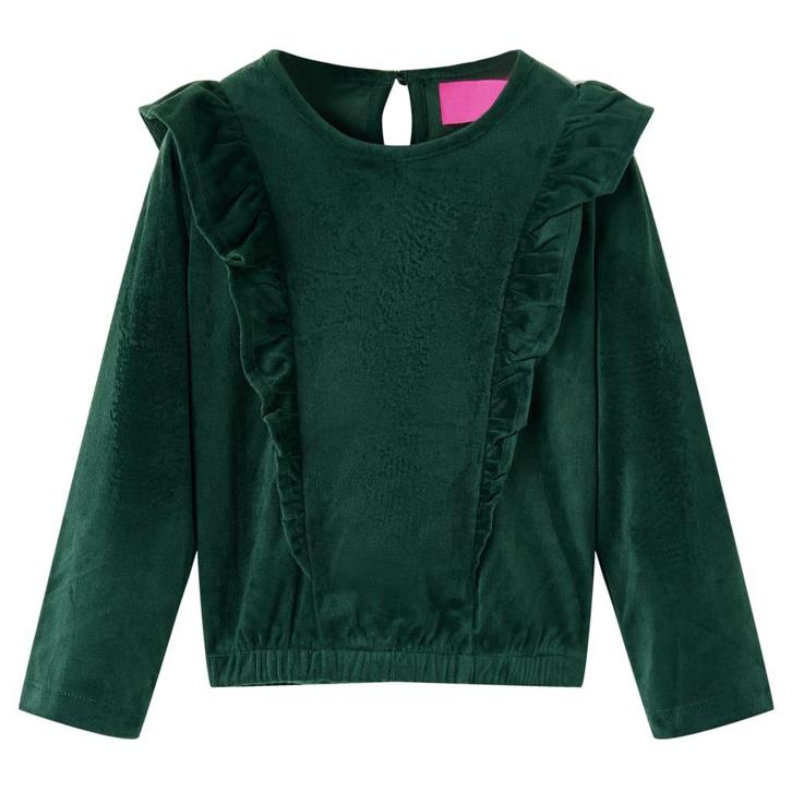 vidaXL Kinderblouse met ruches 104 donkergroen, Kinderen en Baby's, Kinderkleding | Overige, Nieuw, Verzenden