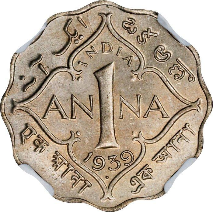 Brits India. George VI. 1 Anna 1939 - NGC MS64, Postzegels en Munten, Munten | Europa | Niet-Euromunten